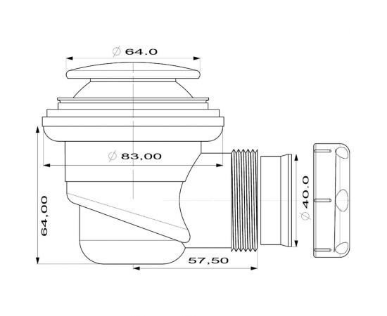 Сифон для душевого поддона Vidage VA-8 D50/60 0917003 – изображение 5