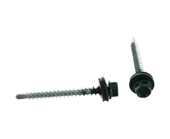 Кровельный саморез Tech-Krep КР сверло 4,8х51 RAL-6005 тёмно-зеленый 60 шт, коробка с окном 125558 