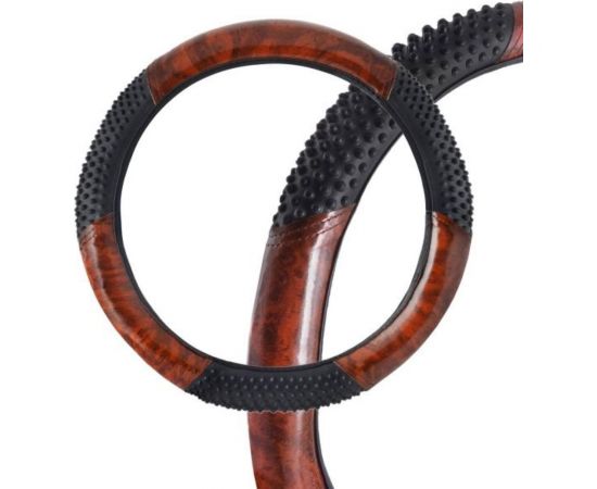 Оплетка SKYWAY Wood-3 M Черно/Коричневая экокожа S01102057 