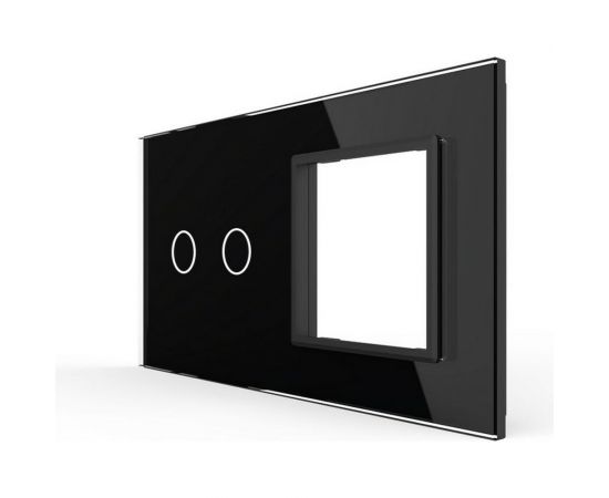 Панель для сенсорного выключателя и розетки LIVOLO 2 клавиши, цвет черный, стекло BB-C7-C2/SR-12 