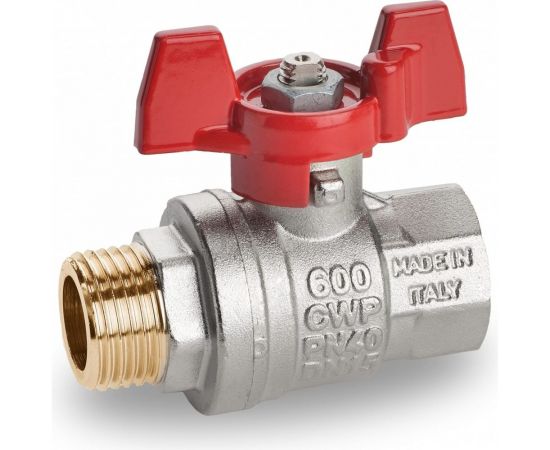 Шаровой кран RuB, 1/4"" DN8 PN40, ВР-НР, серия MILANO (S.90), бабочка S90B26 