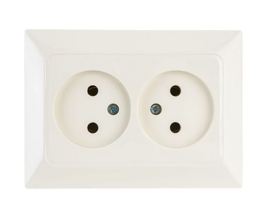 Розетка NE-AD 2-гнезда без заземления, керамика, 16А, 250В, Aras, Крем, 93-111-75-P 