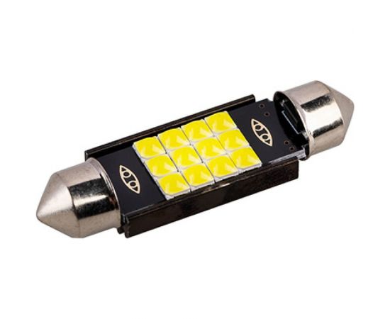 Автолампа SKYWAY диод T11(C5W) 12V 12SMD диодов 1-конт 41мм, белая салон S08201492 