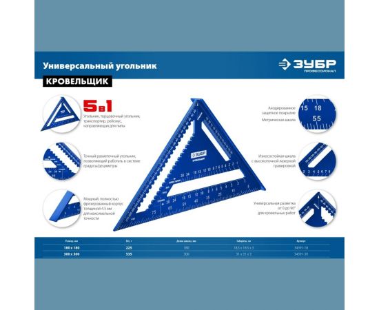 Универсальный кровельный угольник ЗУБР Кровельщик 180 мм, 5-в-1 34391-18 – изображение 11