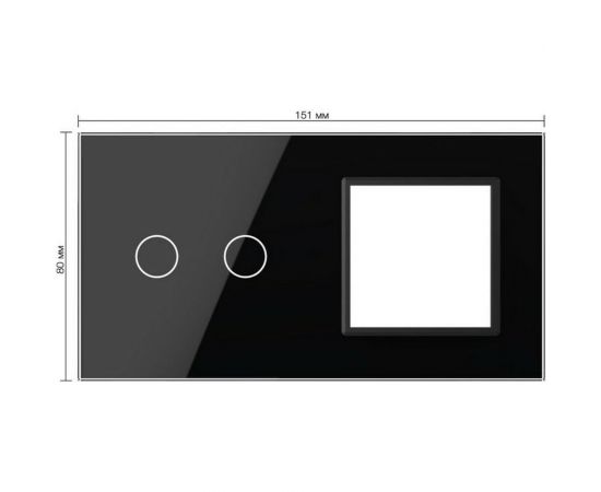 Панель для сенсорного выключателя и розетки LIVOLO 2 клавиши, цвет черный, стекло BB-C7-C2/SR-12 – изображение 2