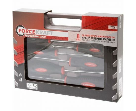 Набор отверток FORCEKRAFT силовые, магнитные, Profi, 8пр. в кейсе 26895 FK-7008 – изображение 2