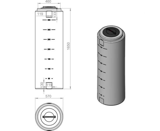 Вертикальная емкость ПолиТим 400 л PT-V400SL – изображение 2