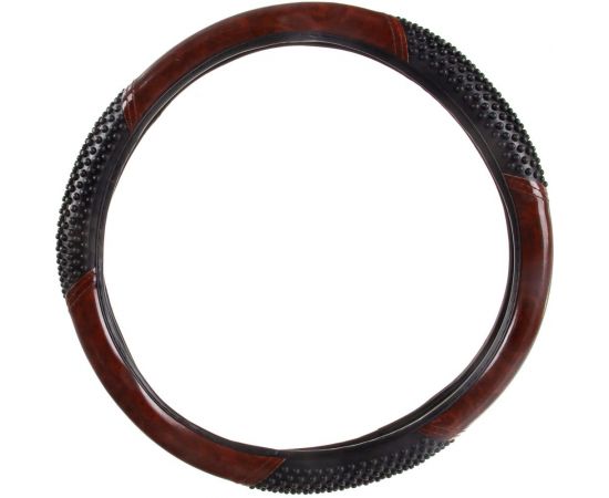 Оплетка SKYWAY Wood-3 M Черно/Коричневая экокожа S01102057 – изображение 2