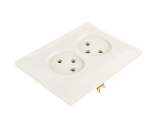 Розетка NE-AD 2-гнезда без заземления, керамика, 16А, 250В, Aras, Крем, 93-111-75-P – изображение 2