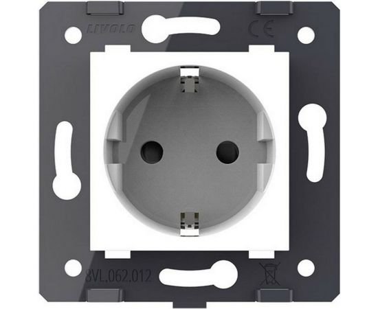 Электрическая розетка LIVOLO с заземлением защитными шторками 16A, зажимы, цвет белый (механизм) VL-FCTC16A-2WPS01 – изображение 2