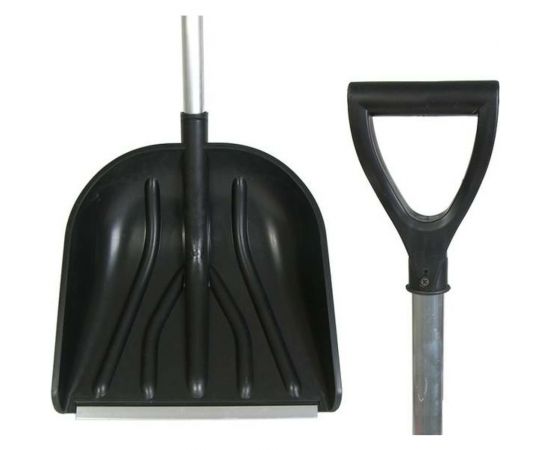 Снеговая лопата FORT КУПЕЦ пластик, 410х420 мм, алюминиевый черенок, V-образная ручка, оцинкованная планка 501454667 – изображение 2