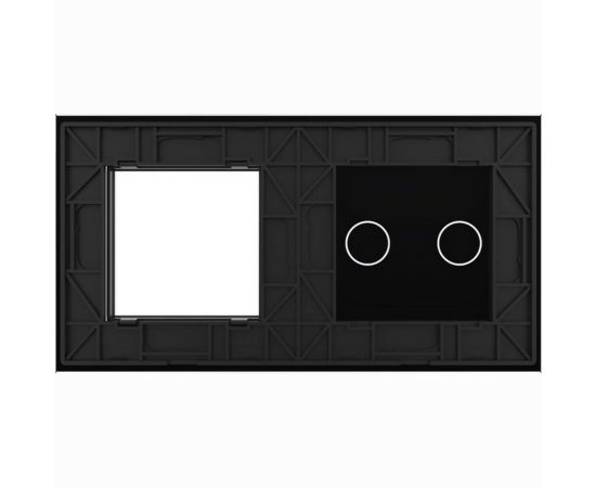 Панель для сенсорного выключателя и розетки LIVOLO 2 клавиши, цвет черный, стекло BB-C7-C2/SR-12 – изображение 4
