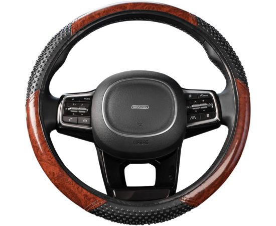 Оплетка SKYWAY Wood-3 M Черно/Коричневая экокожа S01102057 – изображение 4