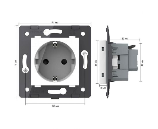 Электрическая розетка LIVOLO с заземлением защитными шторками 16A, зажимы, цвет белый (механизм) VL-FCTC16A-2WPS01 – изображение 5