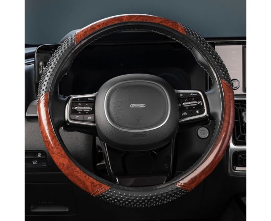 Оплетка SKYWAY Wood-3 M Черно/Коричневая экокожа S01102057 – изображение 8