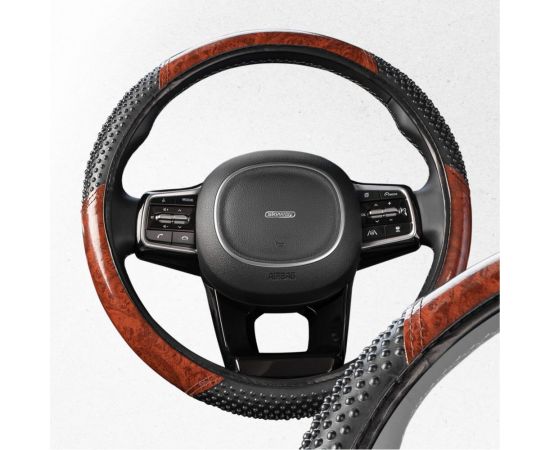 Оплетка SKYWAY Wood-3 M Черно/Коричневая экокожа S01102057 – изображение 9