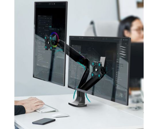 Настольный кронштейн для двух мониторов 13-32 дюймов ONKRON G200 Black G200B – изображение 11