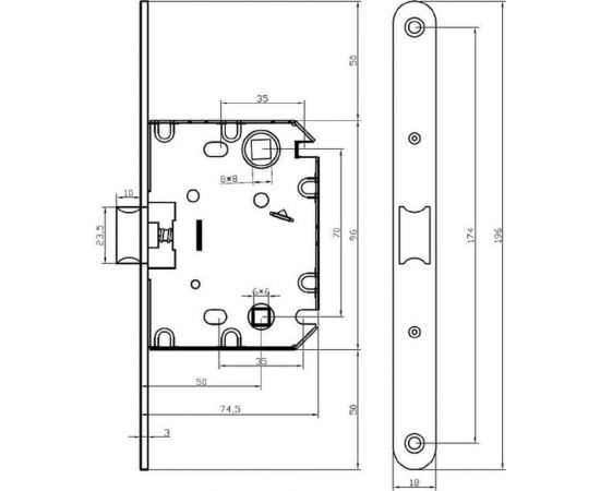 Защелка MORELLI 1870P SN -IND NO-SP бесшумная, многоф., без ответной планки, цвет - никель 9011668 – изображение 2