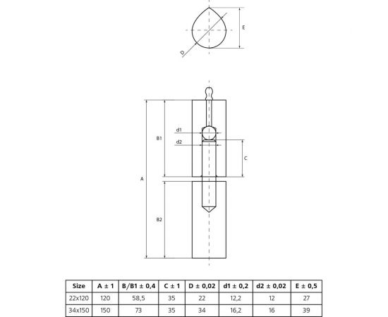 Приварная петля Palladium 22x120 мм УТ-00000772 – изображение 3
