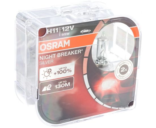 Автолампа OSRAM H11 55 PGJ19-2+100% NIGHT SILVER, 2шт 12V, 1, 10 64211NBS-HCB – изображение 3