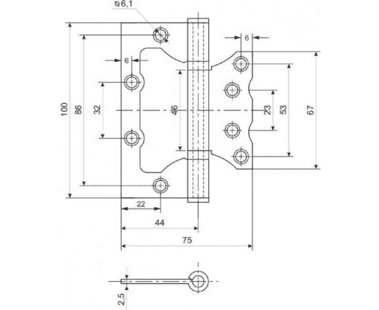 Стальная петля RUCETTI без врезки, матовое золото RFH-100х75х2,5 SG 9009255 – изображение 3