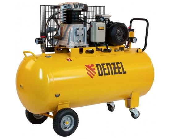 Воздушный компрессор DENZEL ременной привод BCI3000-T/200, 3,0 кВт, 200 литров, 530 л/мин 58119 
