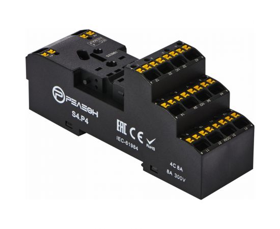 Розетка с push in клеммами для реле RP4.34 и модуля PM8 РЕЛЕОН 10А, S4P4 