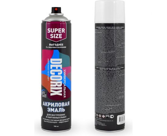 Аэрозольная акриловая эмаль Decorix (универсальная; белый; матовый; 780 мл) 0118-24 DX 