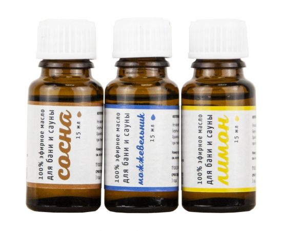 Набор эфирных масел Банная линия Сосна, Можжевельник, Лимон, 3x15 мл 11-496 