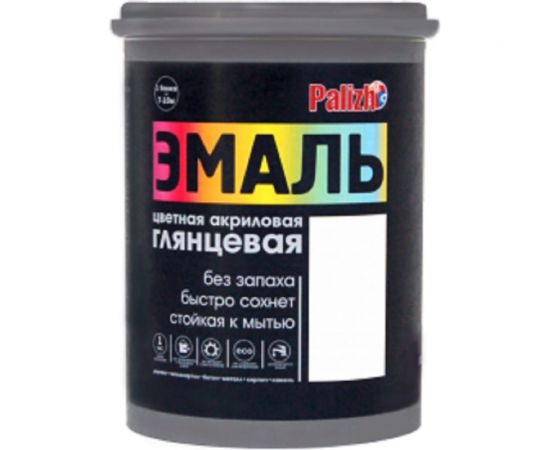 Акриловая эмаль PALIZH глянцевая №608 черная 2,5кг 1/4 11605623 