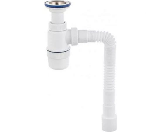 Сифон VIRPLAST 1.1/2х40 Элит литой выпуск, нерж.чашка, гибкая труба 40х40/50 100380 