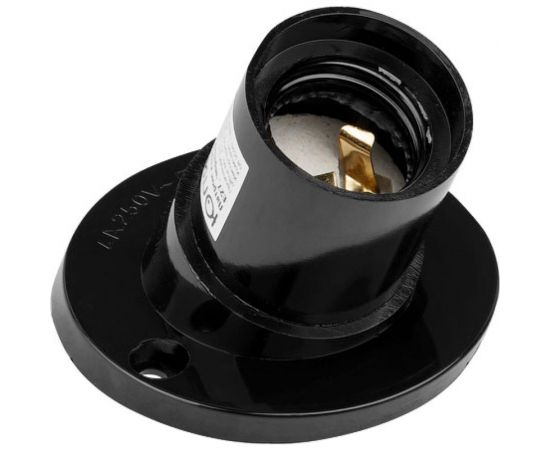 Патрон для лампочки ЮПИТЕР Е27 карболитовый потолочный наклонный черный JP7700-03 