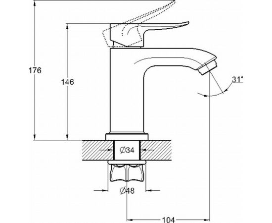 Смеситель ддя умывальника G-lauf с монолитным изливом, хром GOB1-A134 – изображение 2