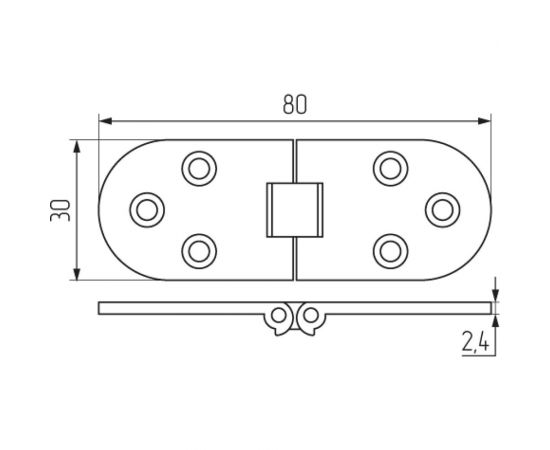 Секретерная петля MF L80, W30, хром 50141 7917v – изображение 2