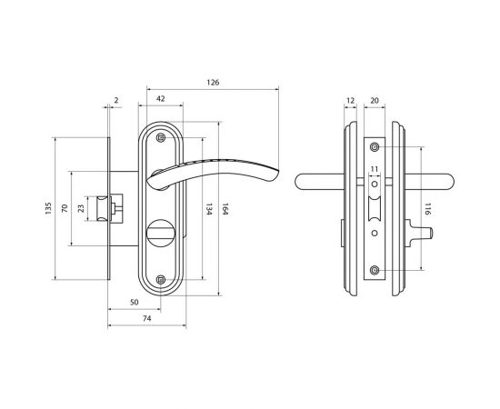 Защелка БУЛАТ ЗЩ1-Д01.04 (П) АЛЬФА (хром; правая; с фиксацией) 13948 – изображение 3