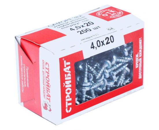 Универсальные саморезы Стройбат пкр. 4,0x20 белый цинк 200 шт 305040 