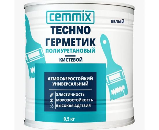 Герметик полиуретановый CEMMIX ""Кистевой"", банка 0,5 кг, цвет белый 85498734 