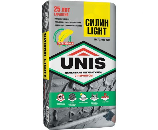 Цементная штукатурка UNIS СИЛИН LIGHT 25 кг 4607005183248 