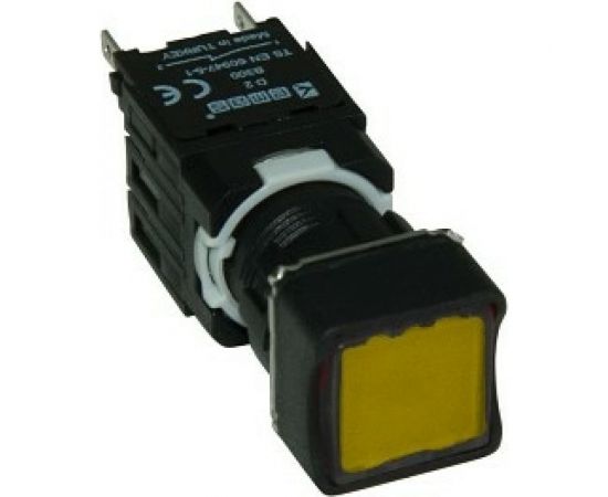 Нажимная возвратная кнопка Emas квадратная, жёлтая 1НО D100KDS 