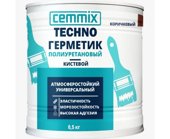 Герметик полиуретановый CEMMIX ""Кистевой"", банка 0,5 кг, цвет коричневый 85498732 