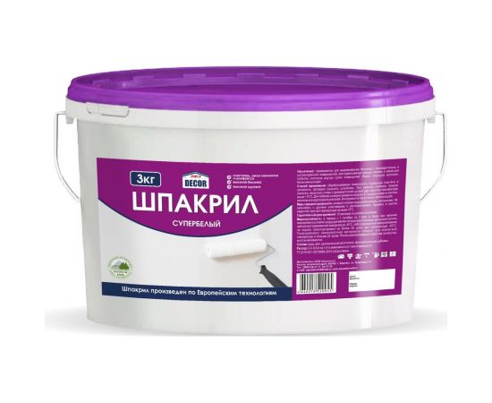 Шпакрил AQUADECOR (супербелый; 3 кг; 4 шт) УТ-00001217 