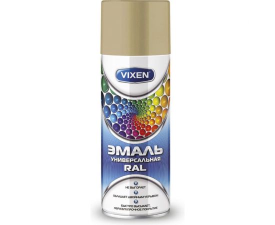 Универсальная эмаль VIXEN VX-11001 бежевая RAL 1001, аэрозоль, 520 мл 47782 