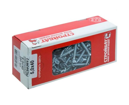 Универсальные саморезы Стройбат 5,0x 40 белый цинк 200 шт 075581 