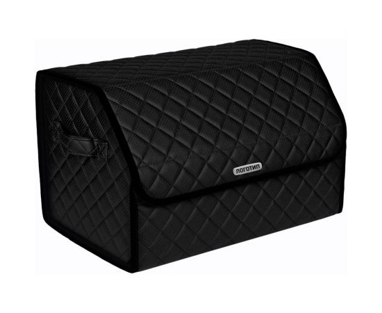 Сумка-органайзер в багажник Vicecar черная нить/черный кант, логотип VOLKSWAGEN VC829_черный 