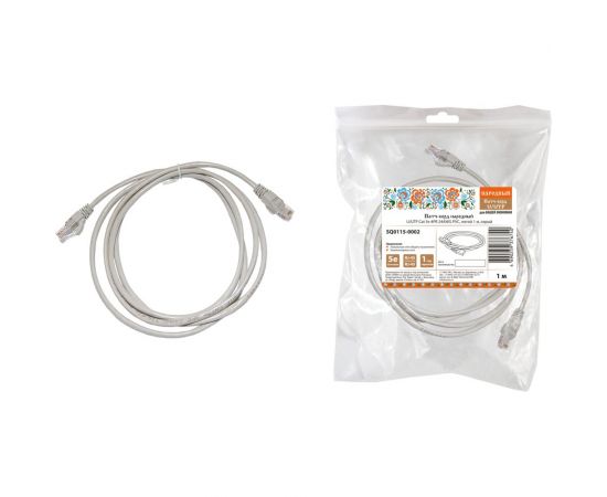 Патч-корд TDM народный U/UTP Cat 5e 4PR 24AWG PVC, литой, 1 м, серый SQ0115-0002 