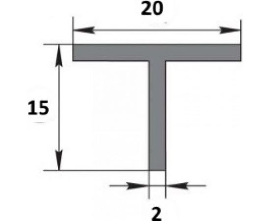 Алюминиевый профиль ЛУКА Сделай сам, тавр 20х15х2, 2000 мм, 5 шт. УТ000005705 – изображение 2