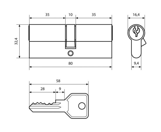 Цилиндровый механизм Стандарт (5 ключей; английский ключ) 11107 – изображение 2