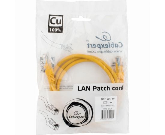 Многожильный медный патч-корд Cablexpert UTP кат.5e, 1м, литой, жёлтый PP10-1M/Y – изображение 3