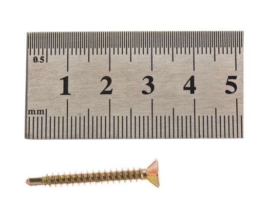 Саморезы для монтажа окон Стройбат желтый цинк с буром 3.9х32 мм 500 шт. 2540528 / 310550 – изображение 4