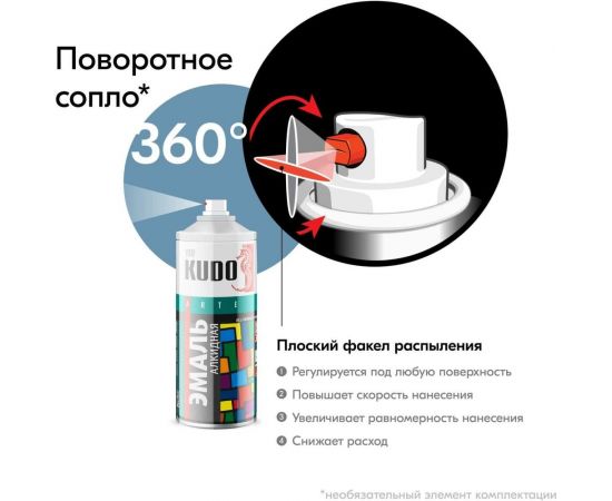 Аэрозольная краска в баллончике KUDO высокопрочная алкидная универсальная глянцевая RAL 5024 серо-голубая KU-10114 – изображение 5
